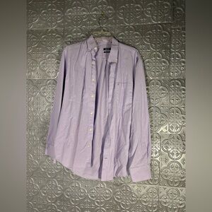 Izod Mens Dress Shirt Pastel Purple Twill Long Sleeve Button Up Down Business